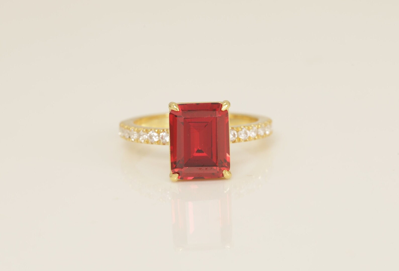 Four Prongs Ruby Engagement Ring, July Birthstone Ring, Bridal Promise Ring, Ruby Wedding Ring, Anniversary Ring